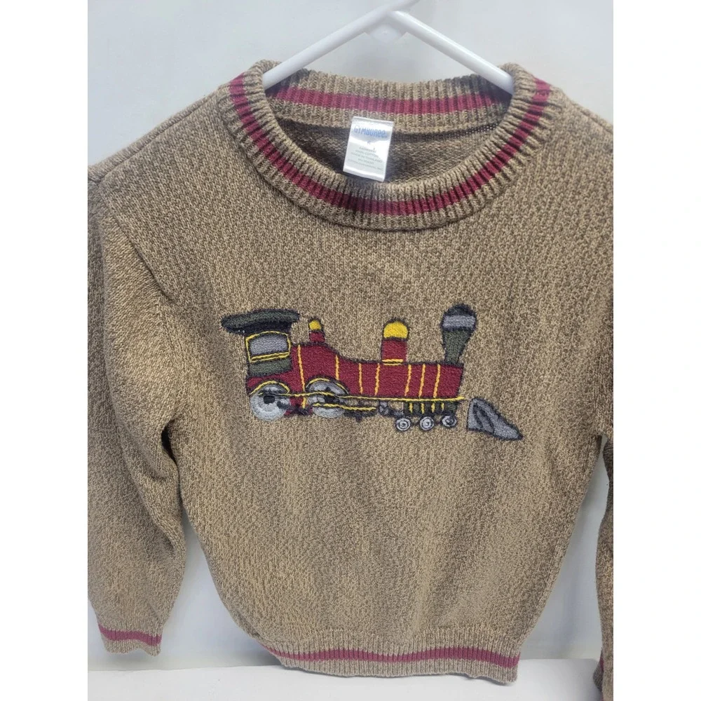 Gymboree Kids Brown Train Sweater Size 6 Cotton‎ Crew Neck Long Sleeve